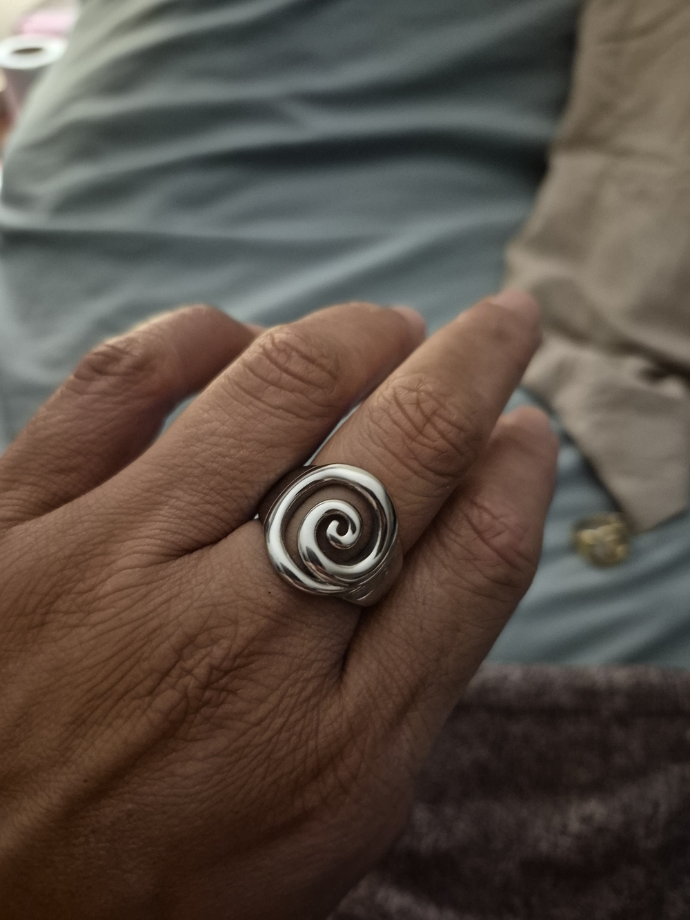 Sterling Silver Swirl Statement Ring - Silver